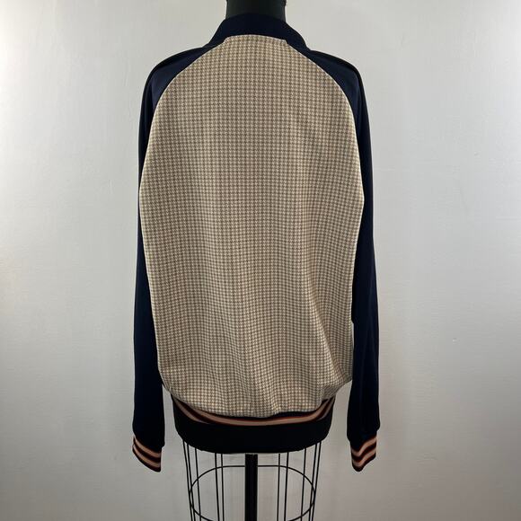 ZARA Combo Varsity Jacket Plaid Knit Snap Button Bomber Collar Size XL X-Large - Picture 6 of 8